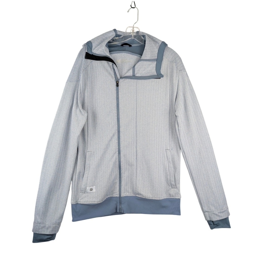 Brooks PureProject Running Jacket Mens Medium Blue‎ Herringbone Full Zip Hoodie